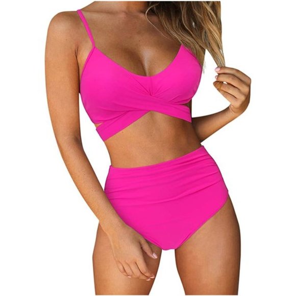 Women's Wrap Front High Waisted Bikini Set Two Pieces Bathing Suit - Picture 1 of 6